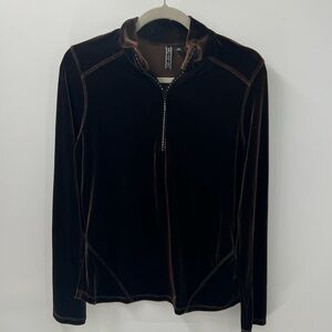 Sno Skins brown velvet 1/4 zip pullover